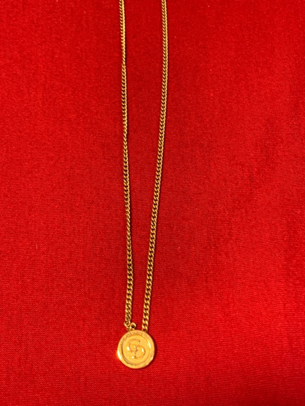 Dior Gold Circular Logo Pendant Necklace - Picture 3 of 8